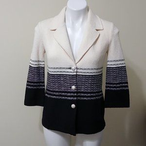 St. John midnight blue/cream wool blazer 0 NWOT